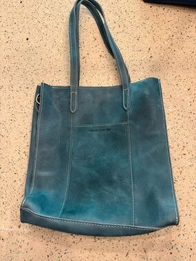 Teal Leather Tote Bag #17